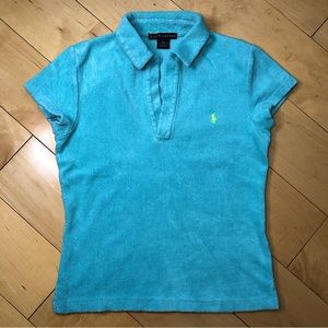 Ralph Lauren Black Label Turquoise Tiffany blue mercerized terry cotton polo Med